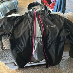 Kids black and hot pink rain coat